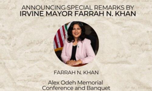 Irvine Mayor Farrah Khan to Deliver Special Remarks at Alex Odeh Memorial Banquet