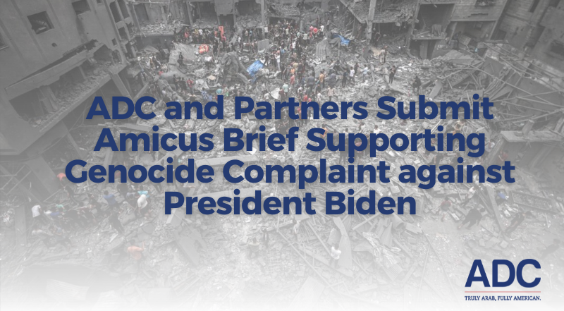 ADC and Partners Submit Amicus Brief Supporting Genocide Complaint against President Biden image